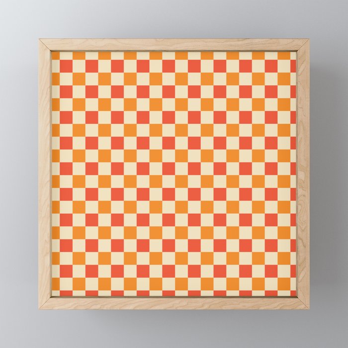 Orange Crossings - Classic Gingham Checker Print Framed Mini Art Print