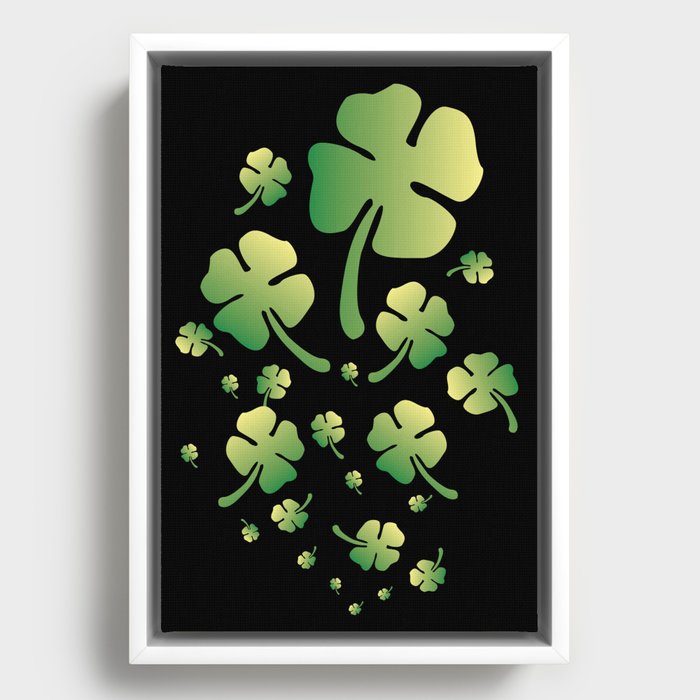 St. Patricks Gradient Clover Framed Canvas