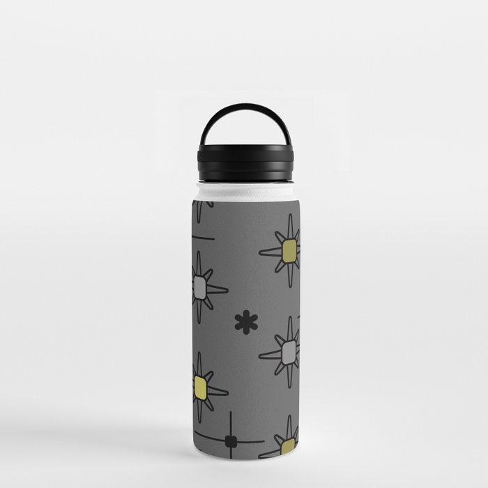 Atomic Sky Starbursts Multicolored Gray Yellow Water Bottle