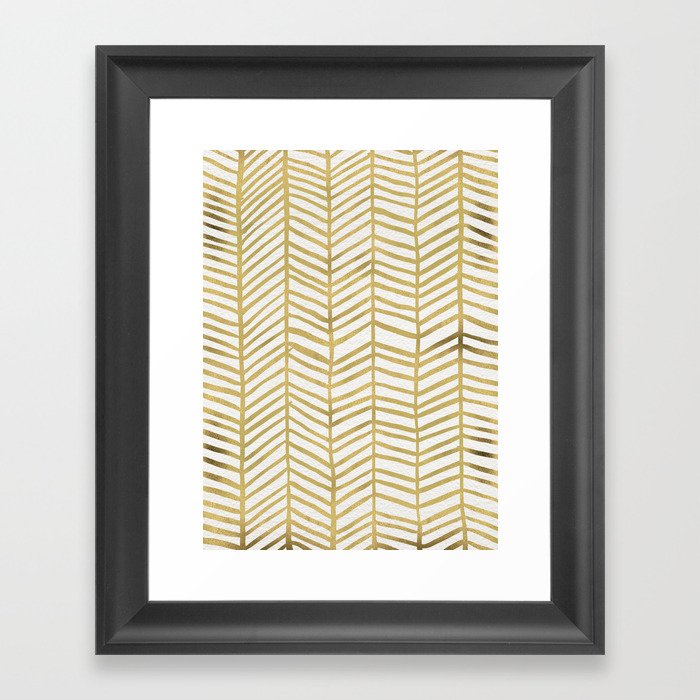 Gold Herringbone Framed Art Print
