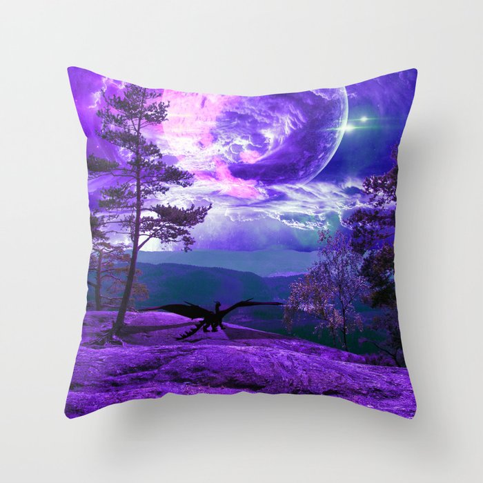 Lonely Dragon Throw Pillow