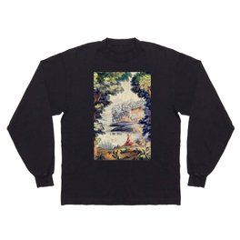 Antique 18th Century French Aubusson Pastoral River Tapestry Long Sleeve T-shirt