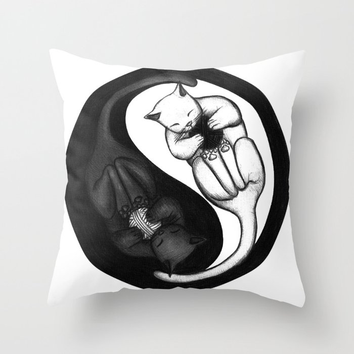 Yin and Yang playing Throw Pillow