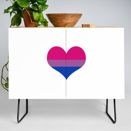 Bisexual pride flag colors in a heart shape Credenza