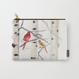 Birch Trees and Cardinal Carry-All Pouch