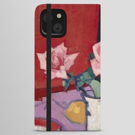 Pink Roses Vintage Still Life Oil Painting, 1916 iPhone Wallet Case
