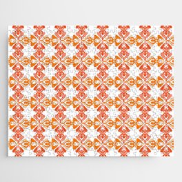 Retro vintage style symmetrical flower pattern graphic design Jigsaw Puzzle