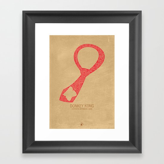 Donkey Kong Typography Framed Art Print