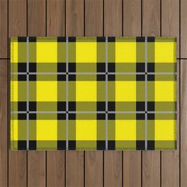 Yellow and Black Flannel-Plaid Pattern Outdoor Rug