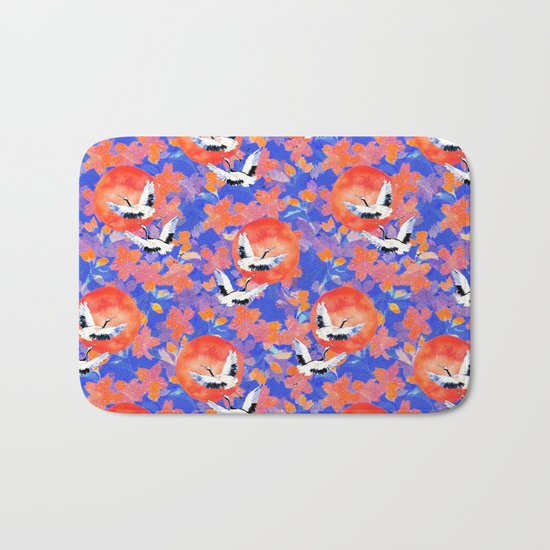 Japanese Garden: Cranes, Sun and Blossoms LT Bath Mat