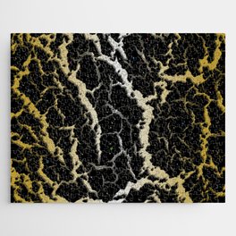 Cracked Space Lava - Gold/White Jigsaw Puzzle