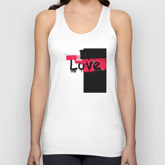 Black and red white pattern Love . Unisex Tank Top
