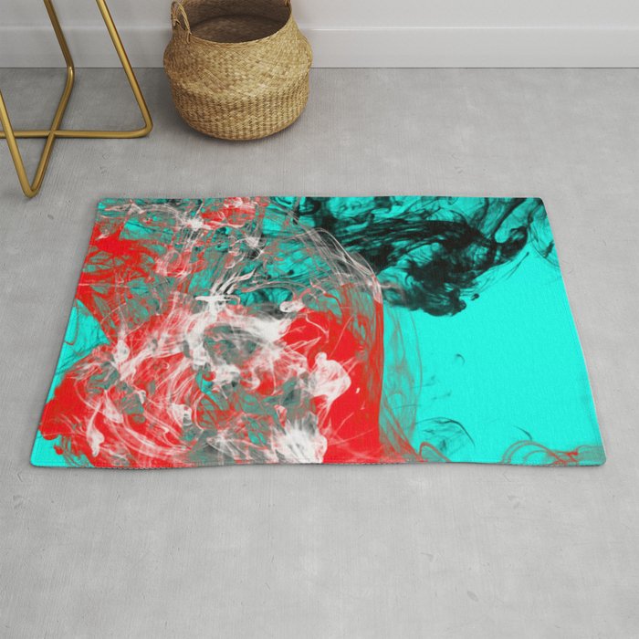 Marbled Collision Abstract Red Blue Black And White Mixed