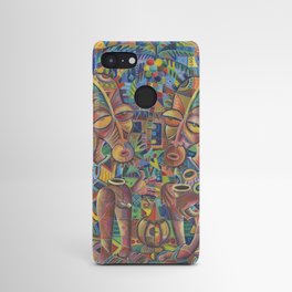 The Happy Villagers IV painting of traditional African village life Android Case