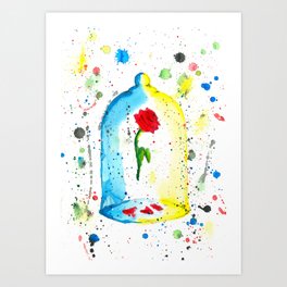 Rose Beauty And The Beast Watercolor Painting Art Print By