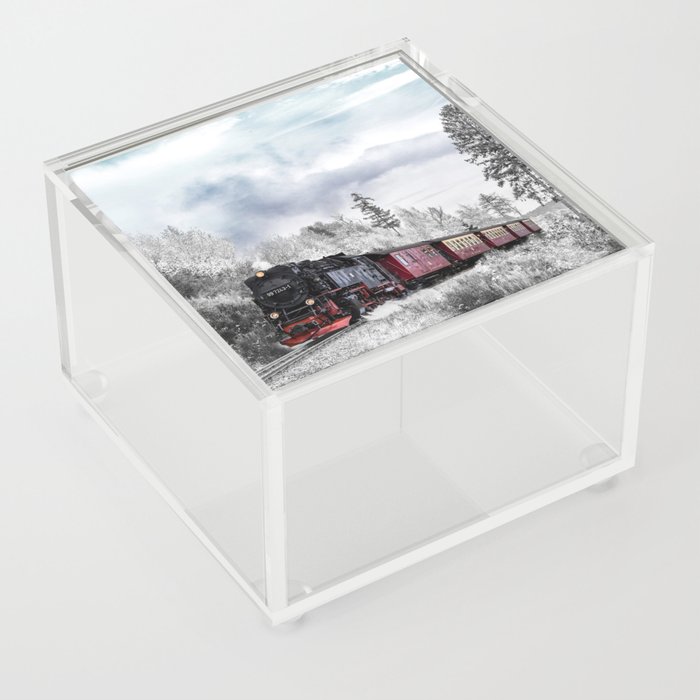 Vintage train,snow,winter art Acrylic Box