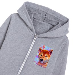 Shiba Inu Puppy Kids Zip Hoodie