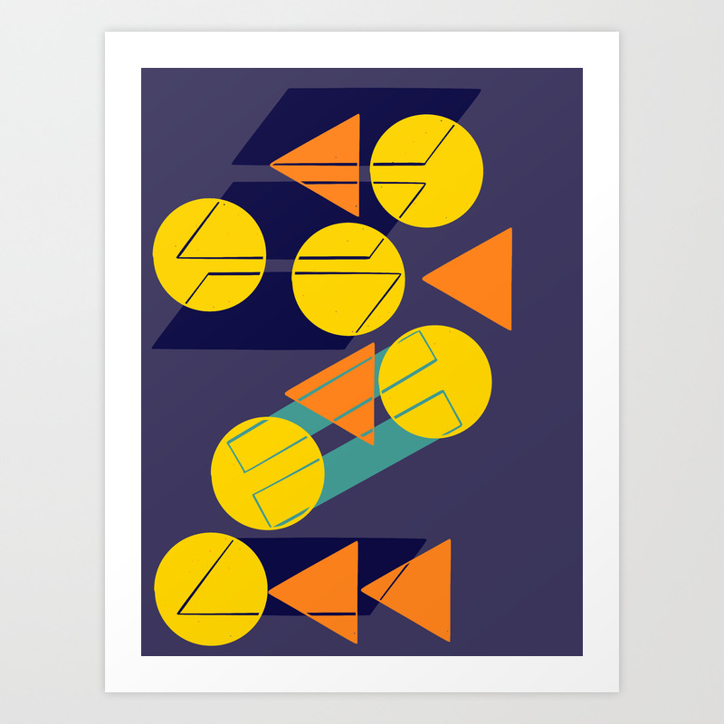 Retro Abstract Art Deco Geometric Pattern Vintage Art Print By
