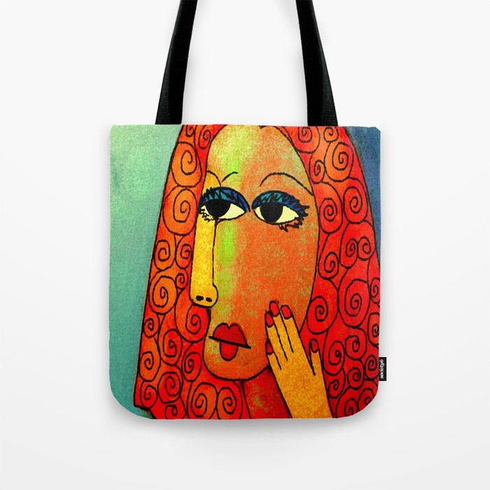 Oh My Abstract Digital Portrait of a Woman Tote Bag by Jackie Ludtke ...