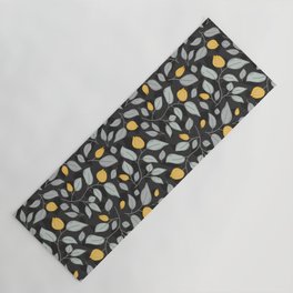 Yellow tulips pattern on a black background Yoga Mat