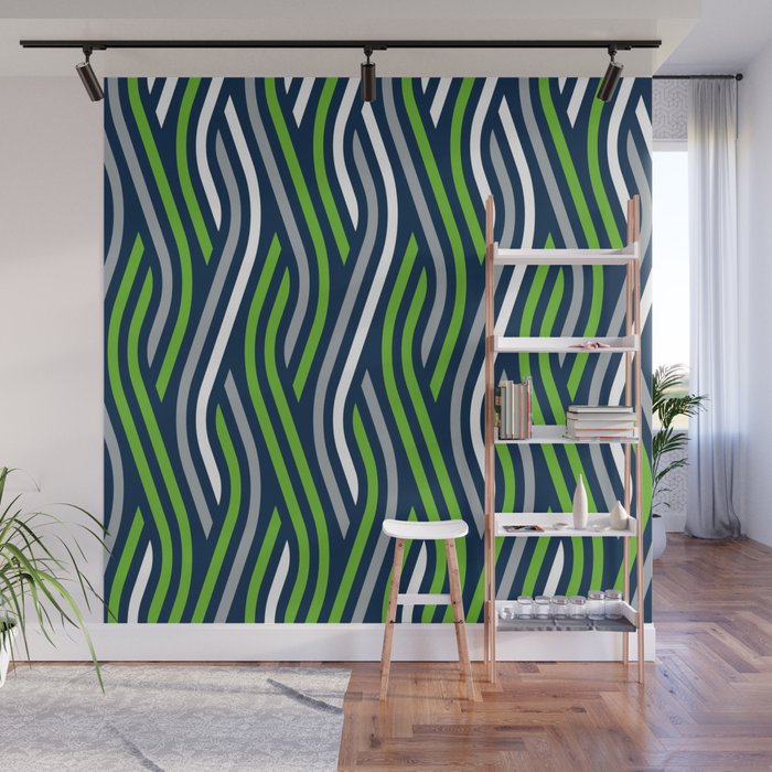 TEAM COLORS 4 NAVY, LIME GREEN, WHITE, SILVER Wall Mural