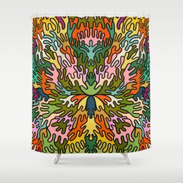Trippy Plant Abstract Retro 70s Shower Curtain