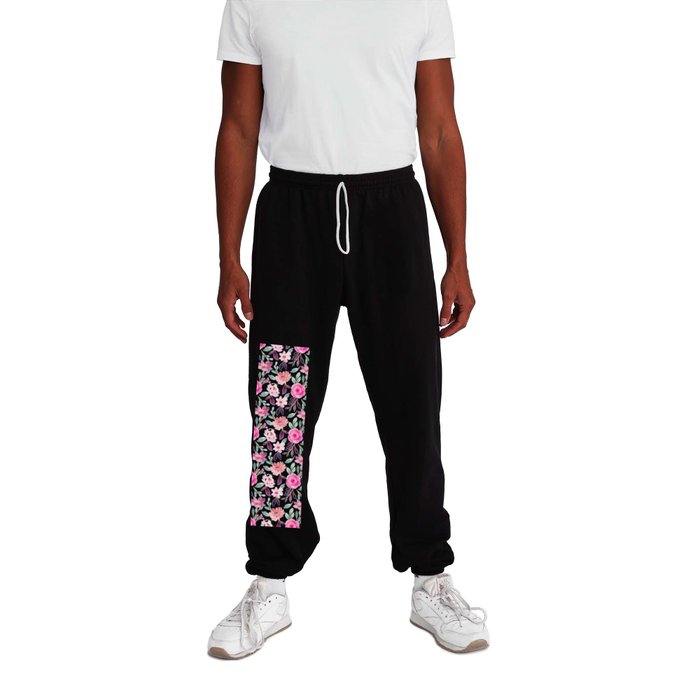 Watercolor Simple Pink Rose Floral Vintage Elegant Collection Sweatpants