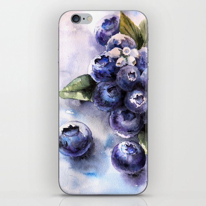 Watercolor Blueberries - Food Art iPhone Skin