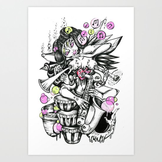 Music is Beauty Crumbling Colour Art Print