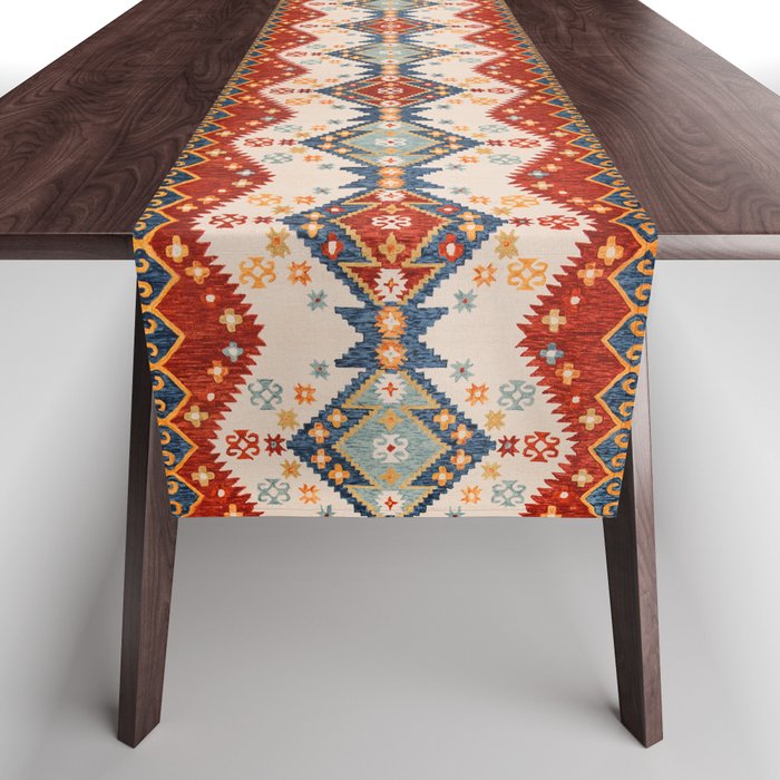 Bohemian Mosaic: Traditional Moroccan Fabric Design Style Table Runner