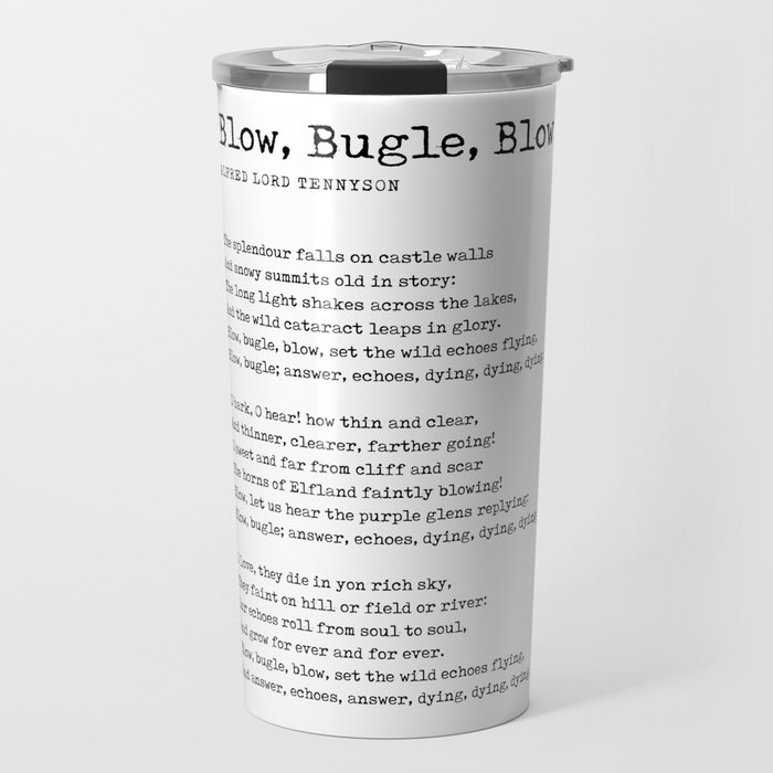 Blow, Bugle, Blow - Alfred Lord Tennyson Poem - Literature - Typewriter Print Travel Mug