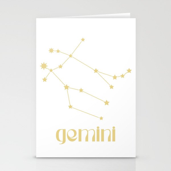 Gemini Sign Star Constellation, Gold Minimalist Groovy Font, Zodiac Sign  Stationery Cards