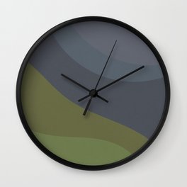 Abstract Velvet Grey Moon in the Night and Green Natural Scenery, Abstraction Artwork  Wall Clock