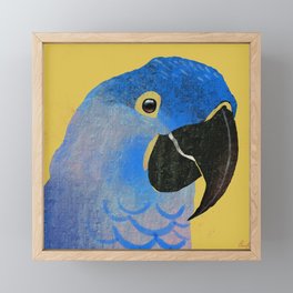 Happy Blue Parrot Framed Mini Art Print
