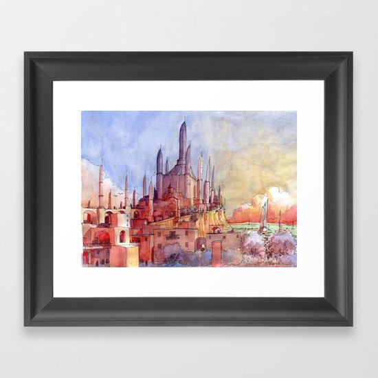 Tempio sul mare Framed Art Print
