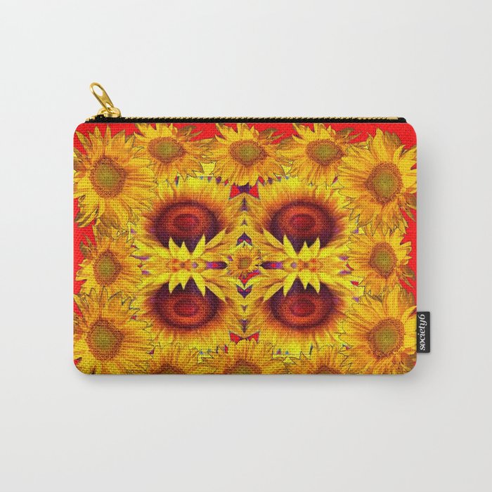 MODERN RED ART &  YELLOW  SUNFLOWERS DESIGN Carry-All Pouch