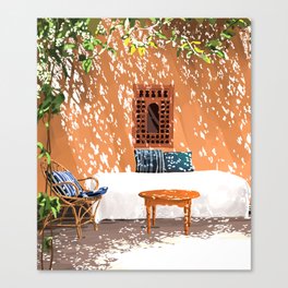 A Relaxed Afternoon | Tropical Summer Architecture | Buildings India Travel Bohemian Décor Painting Canvas Print