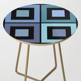 Phoebe - Colorful Minimal Classic Geometric 90s Square Art Design Pattern in Blue on Black Side Table