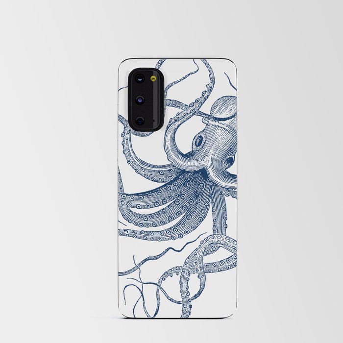 Blue nautical vintage octopus illustration Android Card Case