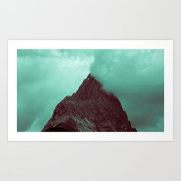 mountains, fog, sky Art Print
