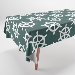 Ship Wheel (White & Dark Green Pattern) Tablecloth