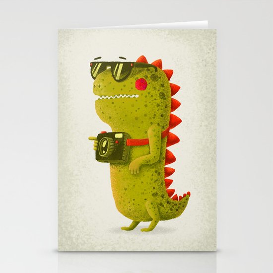 Dino touristo (olive) Stationery Cards