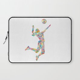 Girl volleyball players art game play sport print watercolor Laptop Sleeve