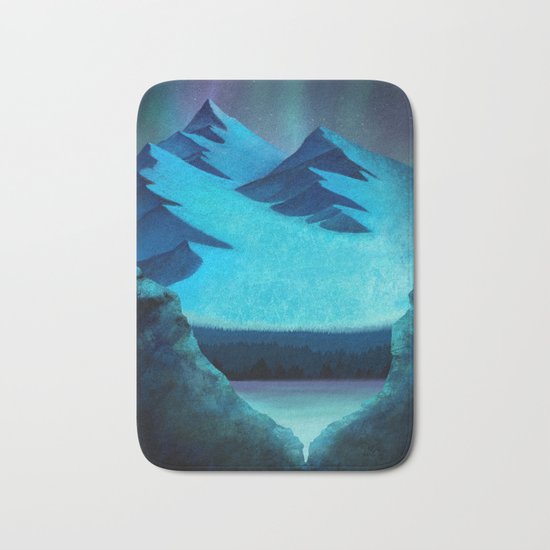 Aurora Borealis In The Mountain Pass Bath Mat