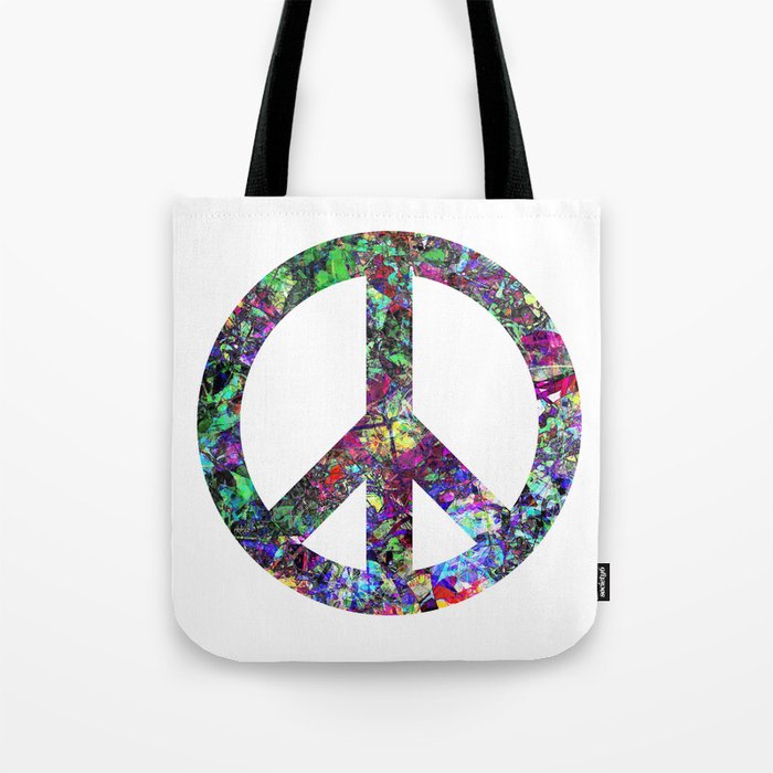 Colorful Peace Sign Tote Bag By Perkinsdesigns Society6 Colorful Peace Sign Tote Bag