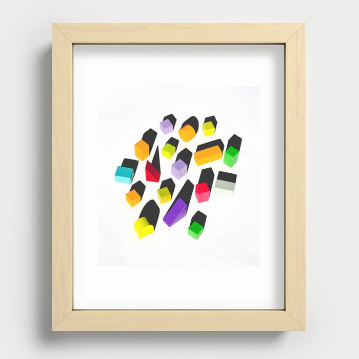 Colorful Children's Toy Blocks with Shadows Recessed Framed Print