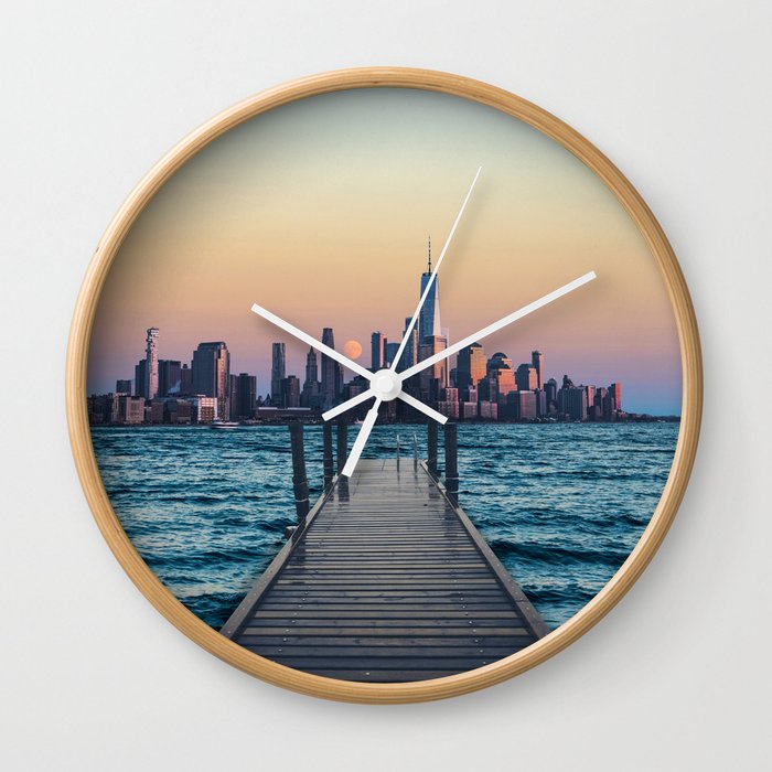 New York City Sunset and Moon Wall Clock