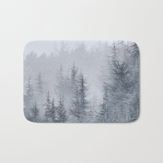 Early moorning... Into the foggy woods Bath Mat