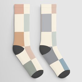 Blue & Beige Neutral Checker Socks