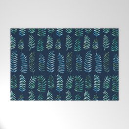 Close to Nature I Leaves Botanical Watercolor Pattern Welcome Mat